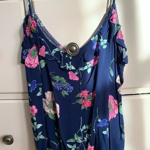 a navy blue / floral tank top